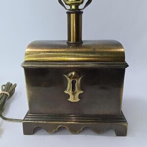 Rare Antique Brass Table Lamp With Key Hole Square Base.